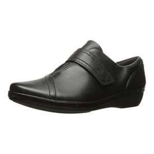 Size 9.5 Clarks Womens Black Everlay Dixey Slip-On Loafer Shoes